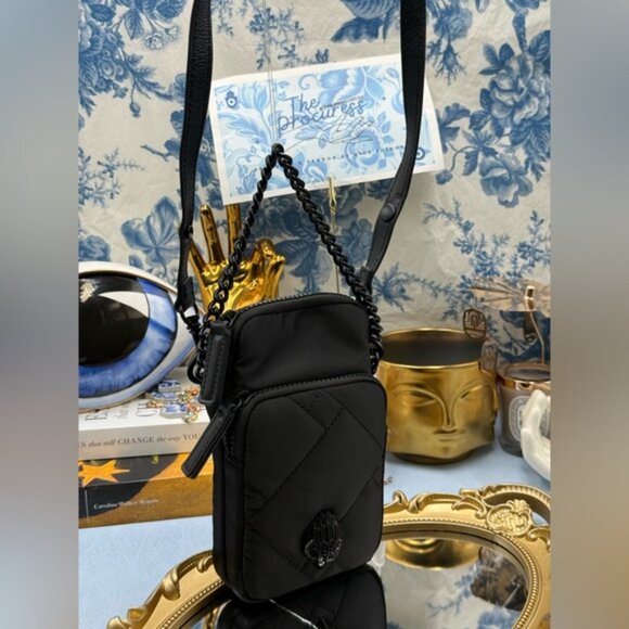 🆕 KURT GEIGER LONDON 🧿 NWOT Recycled Nylon XBody Bag Black Drench *NOCOINPURSE - Picture 2 of 15